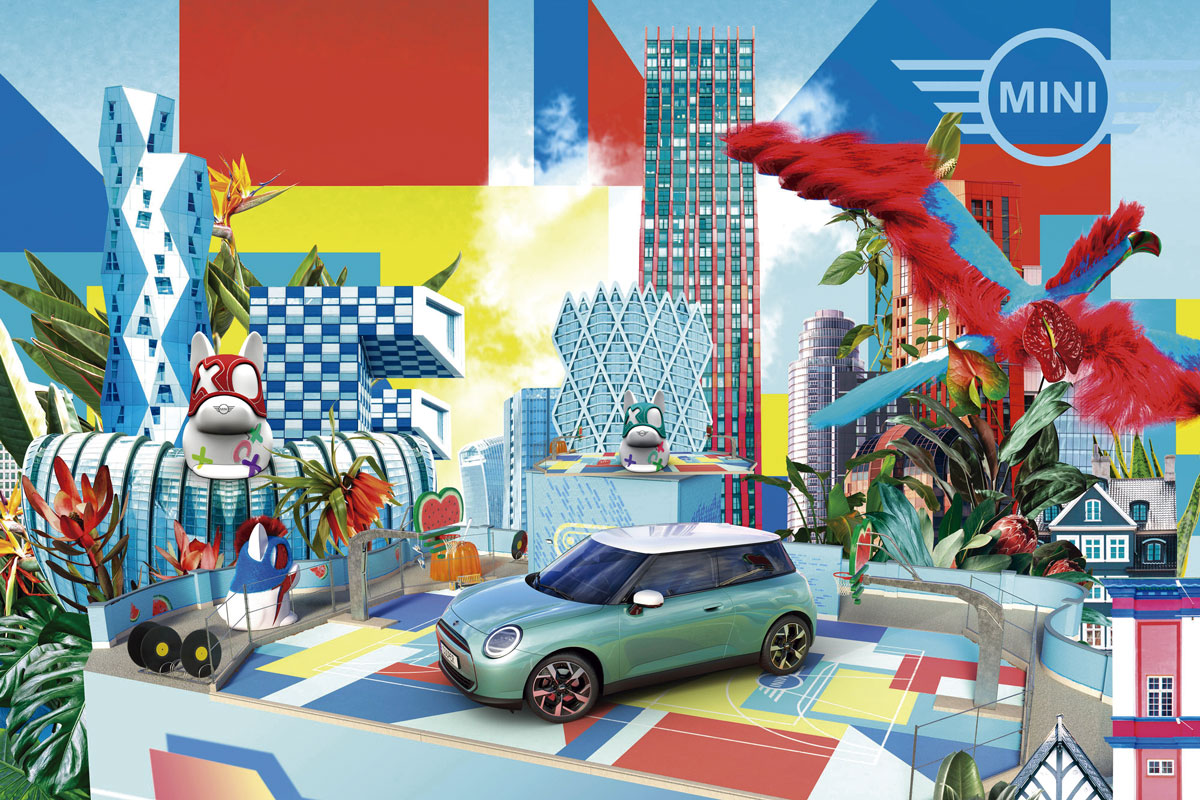 Artista cria colagens para apresentar novos modelos do Mini Cooper