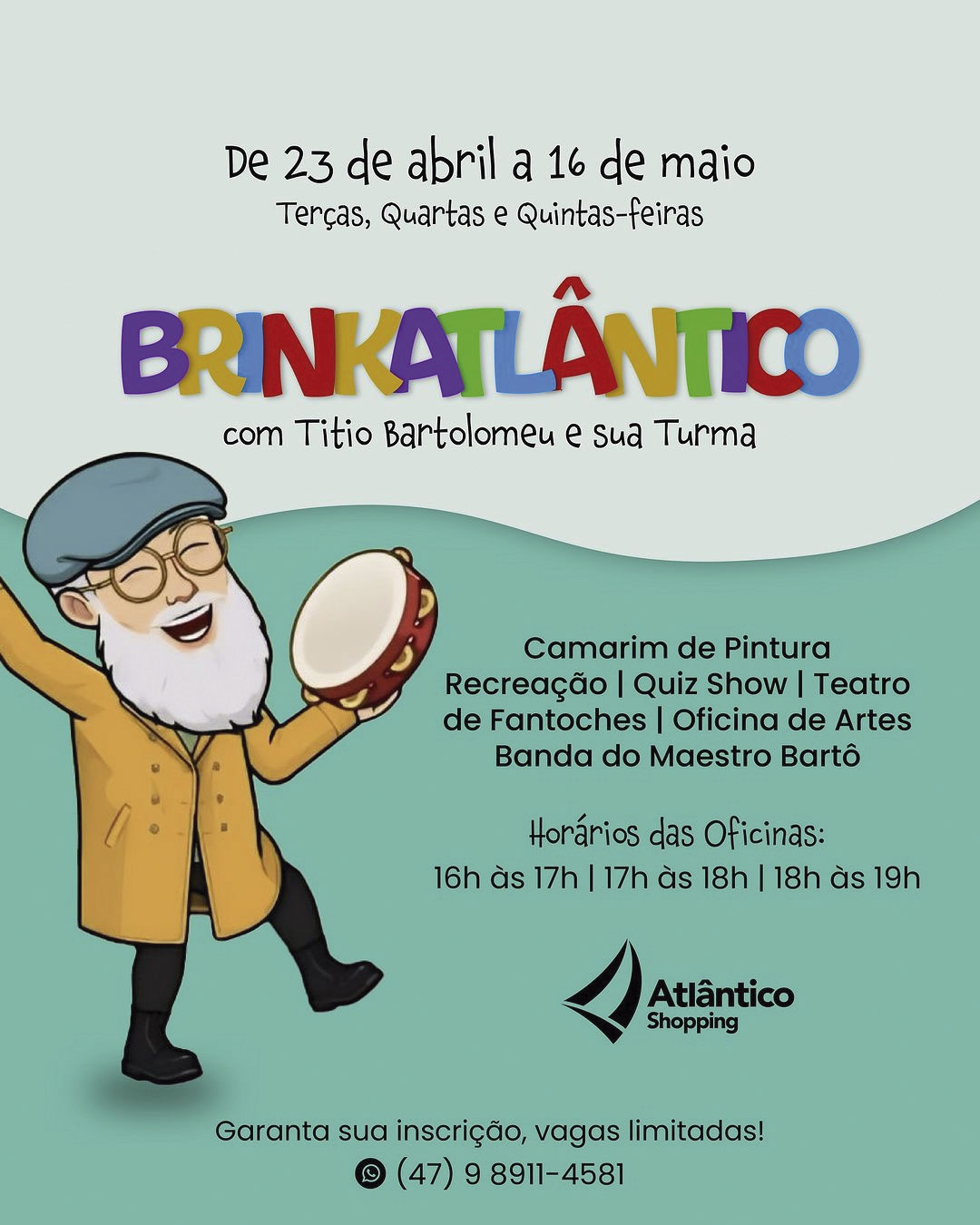 Atlântico Shopping terá oficinas  de recreação para crianças 