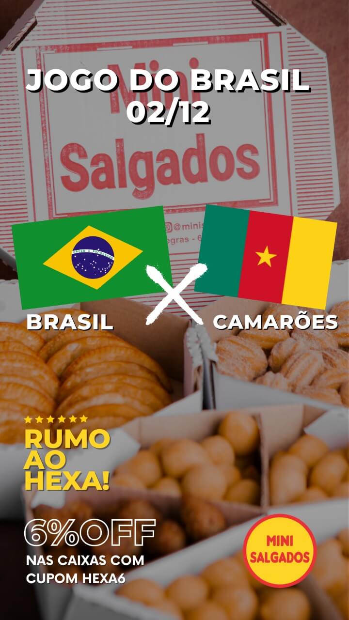Rede Mini Salgados tem promoção para o jogo do Brasil 